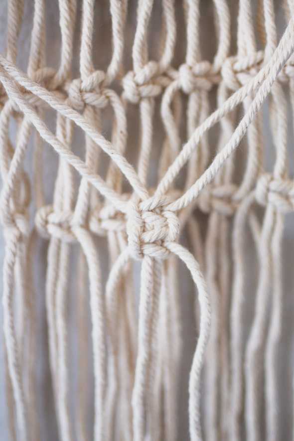 up close shot of macrame double square knot