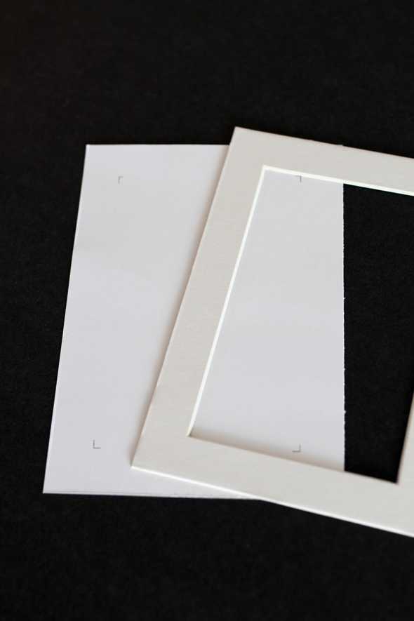 white cardstock and frame mat